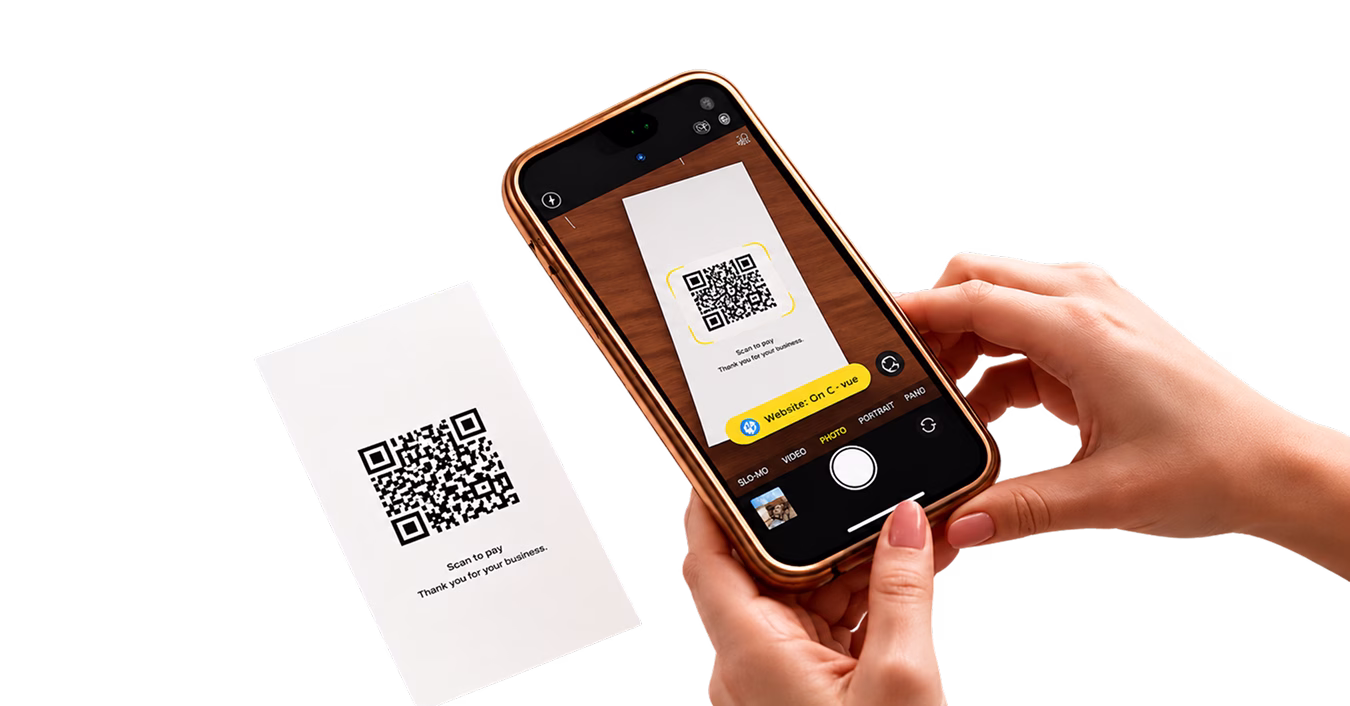 Customer scanning a QR code for payment