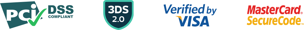 PCI DSS Compliant, 3DS 2.0, Verified by Visa, Mastercard SecureCode